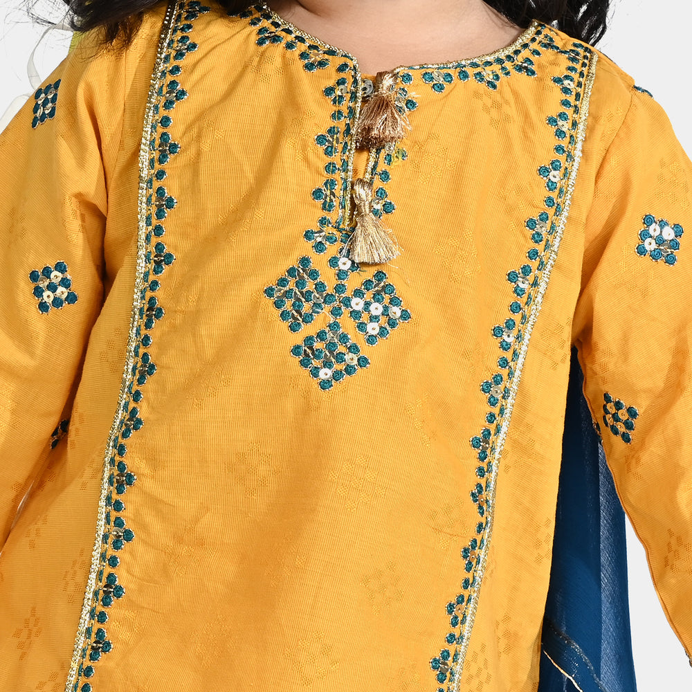 Infant Girls Jacquard 3 Pcs Ishq-Yellow