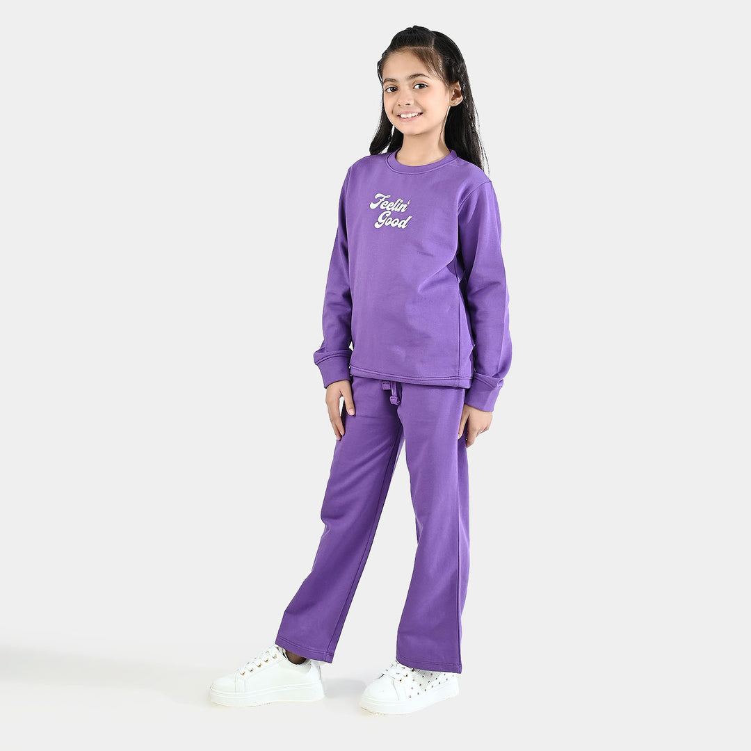 Girls Jersey/Terry 2 Piece Suit - Purple