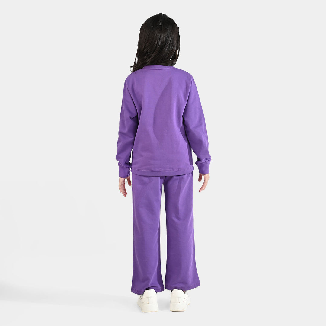 Girls Jersey/Terry 2 Piece Suit - Purple