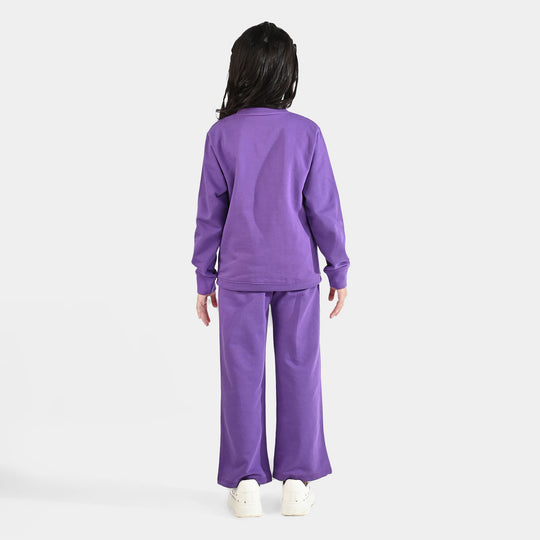 Girls Jersey/Terry 2 Piece Suit - Purple