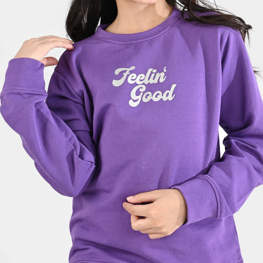 Girls Jersey/Terry 2 Piece Suit - Purple