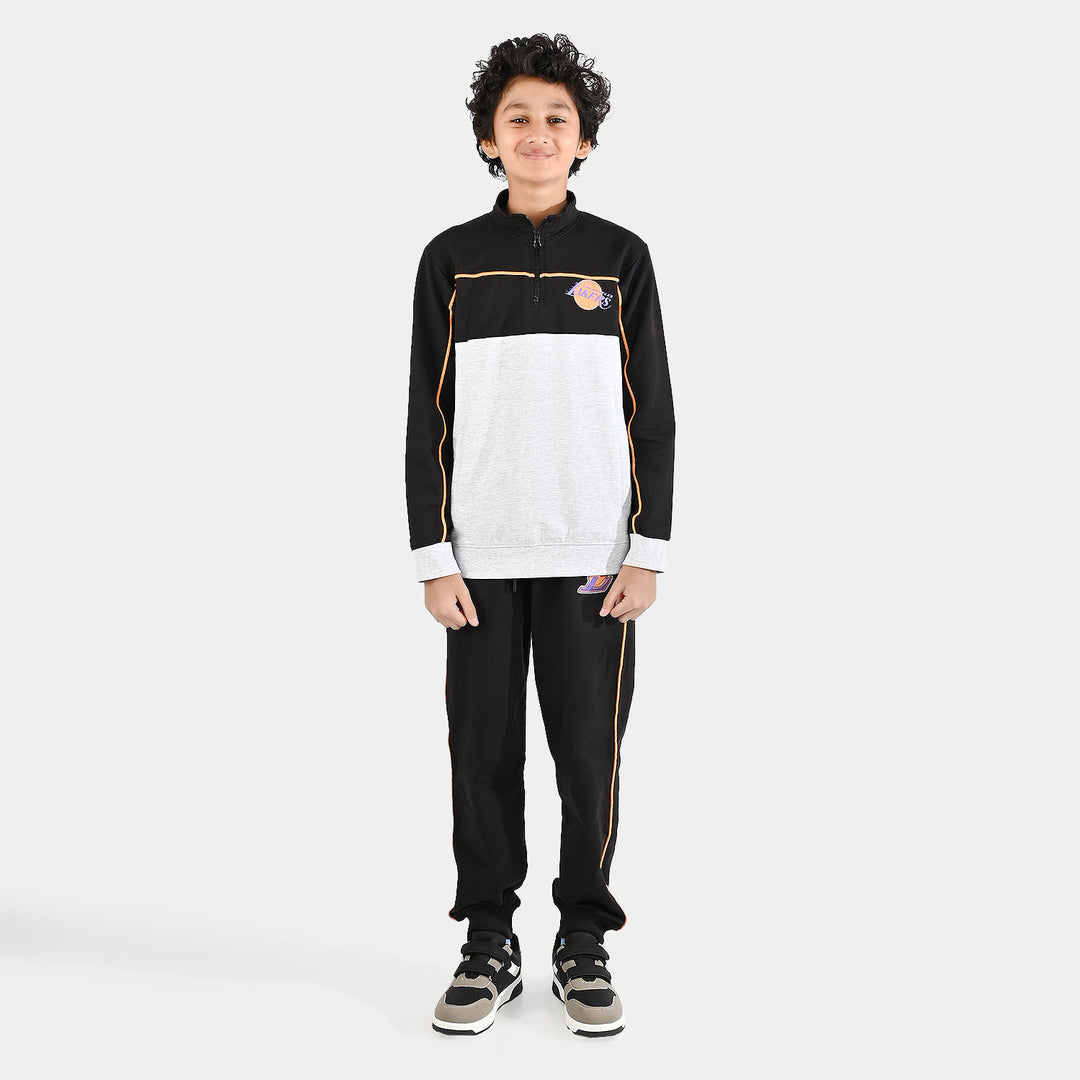 Boys Jersey/Terry 2 Piece Suit Lakers - Black/Grey