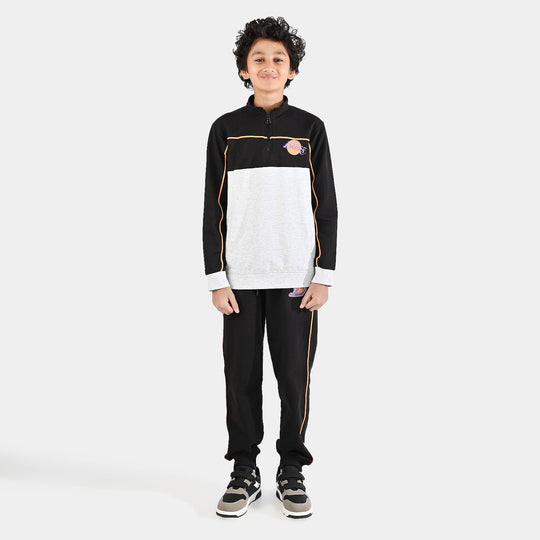 Boys Jersey/Terry 2 Piece Suit Lakers - Black/Grey
