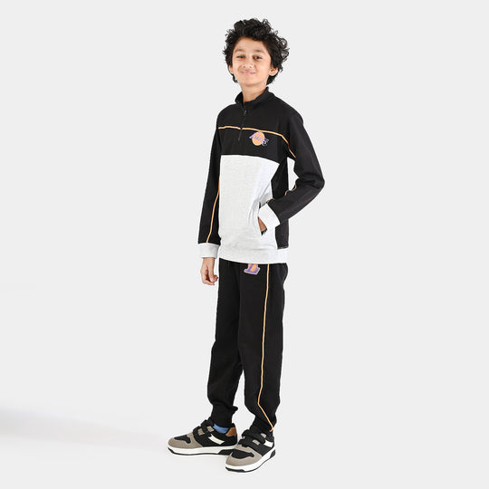 Boys Jersey/Terry 2 Piece Suit Lakers - Black/Grey