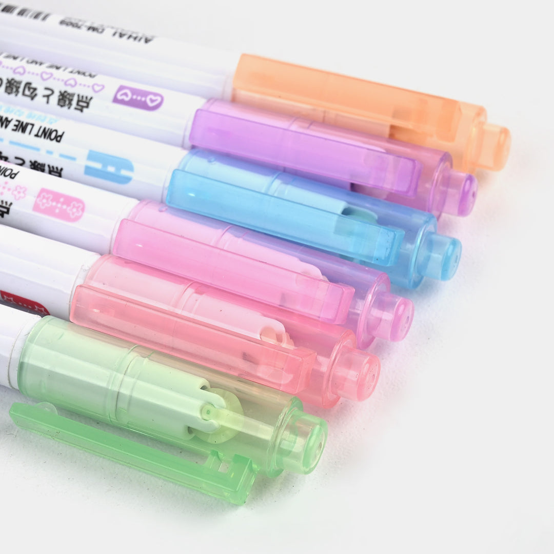 Students Curve Liner Color Pen 6 Pack