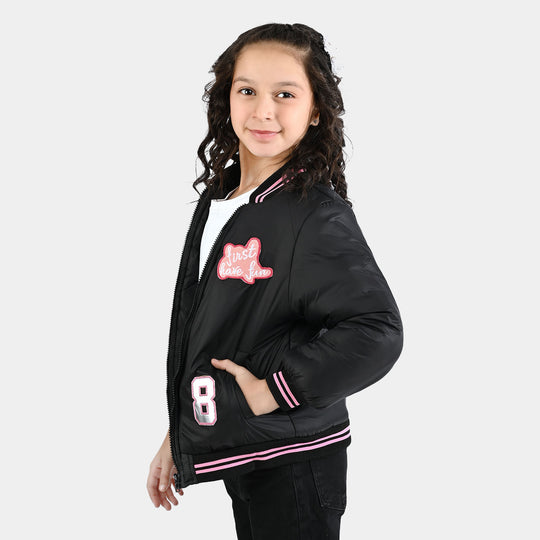 Girls Quilted Jacket F/S First Have Fun-BLACK
