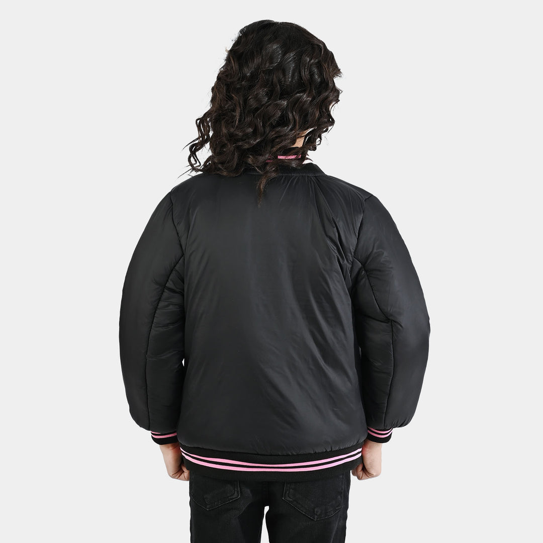 Girls Quilted Jacket F/S First Have Fun-BLACK