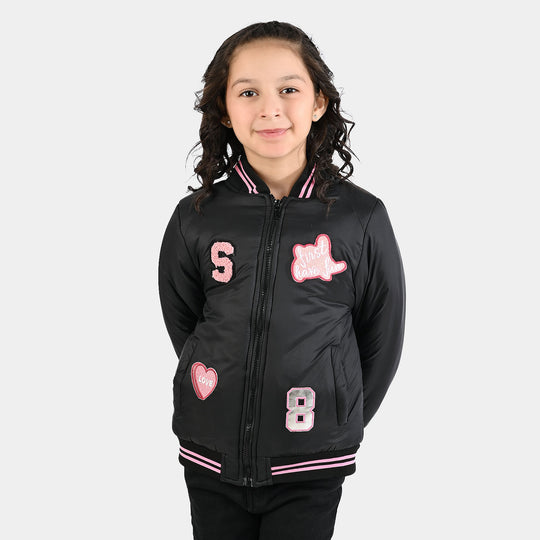Girls Quilted Jacket F/S First Have Fun-BLACK