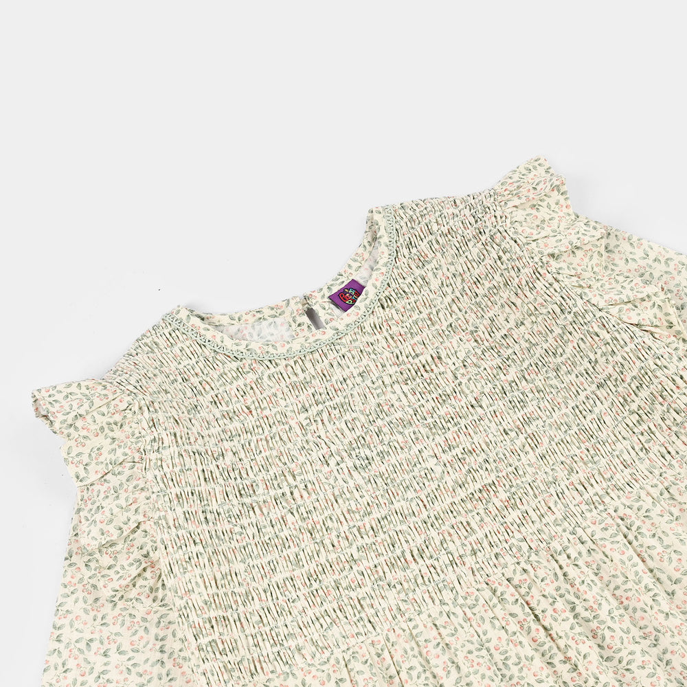 Girls Cotton Casual Frock (Chinky) - Multi