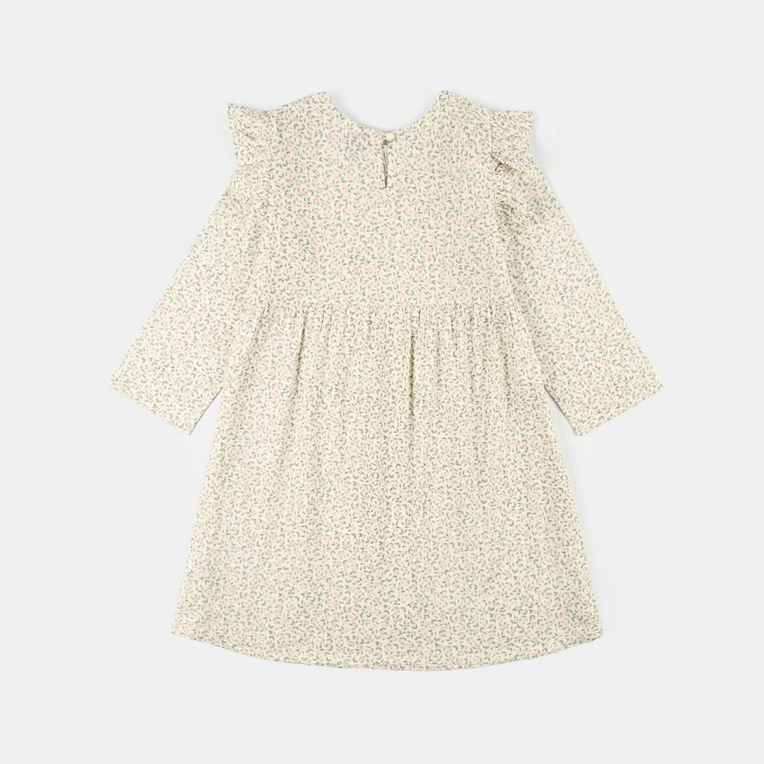 Girls Cotton Casual Frock (Chinky) - Multi