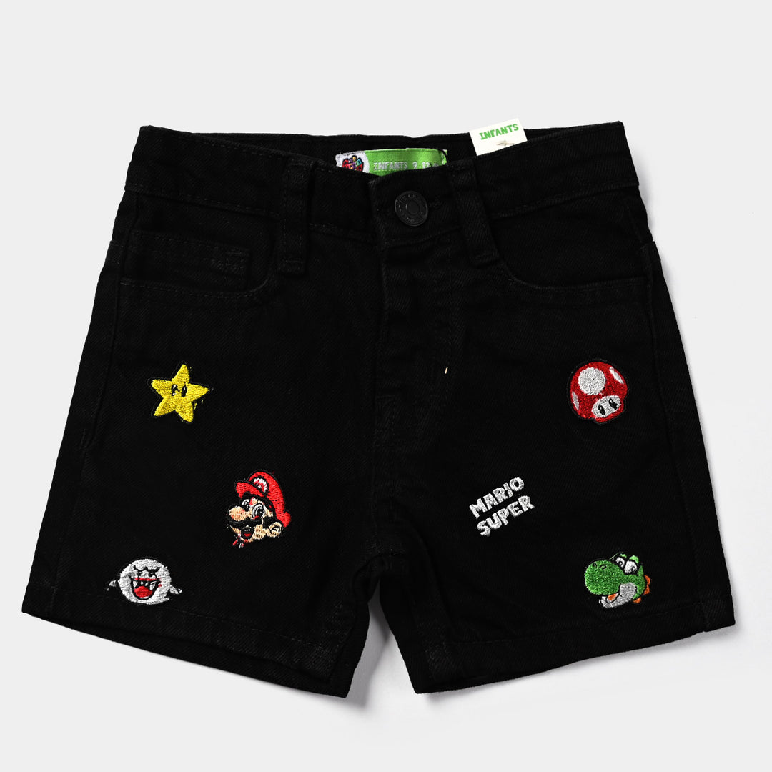 Infant Boys Denim Stretch Short Mario-BLACK