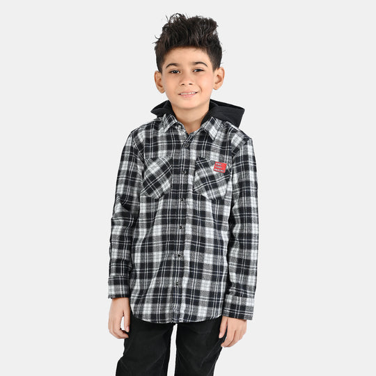 Boys Flannel Shirt F/S (Amazing Day)-Black Check