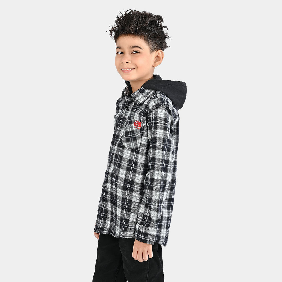 Boys Flannel Shirt F/S (Amazing Day)-Black Check