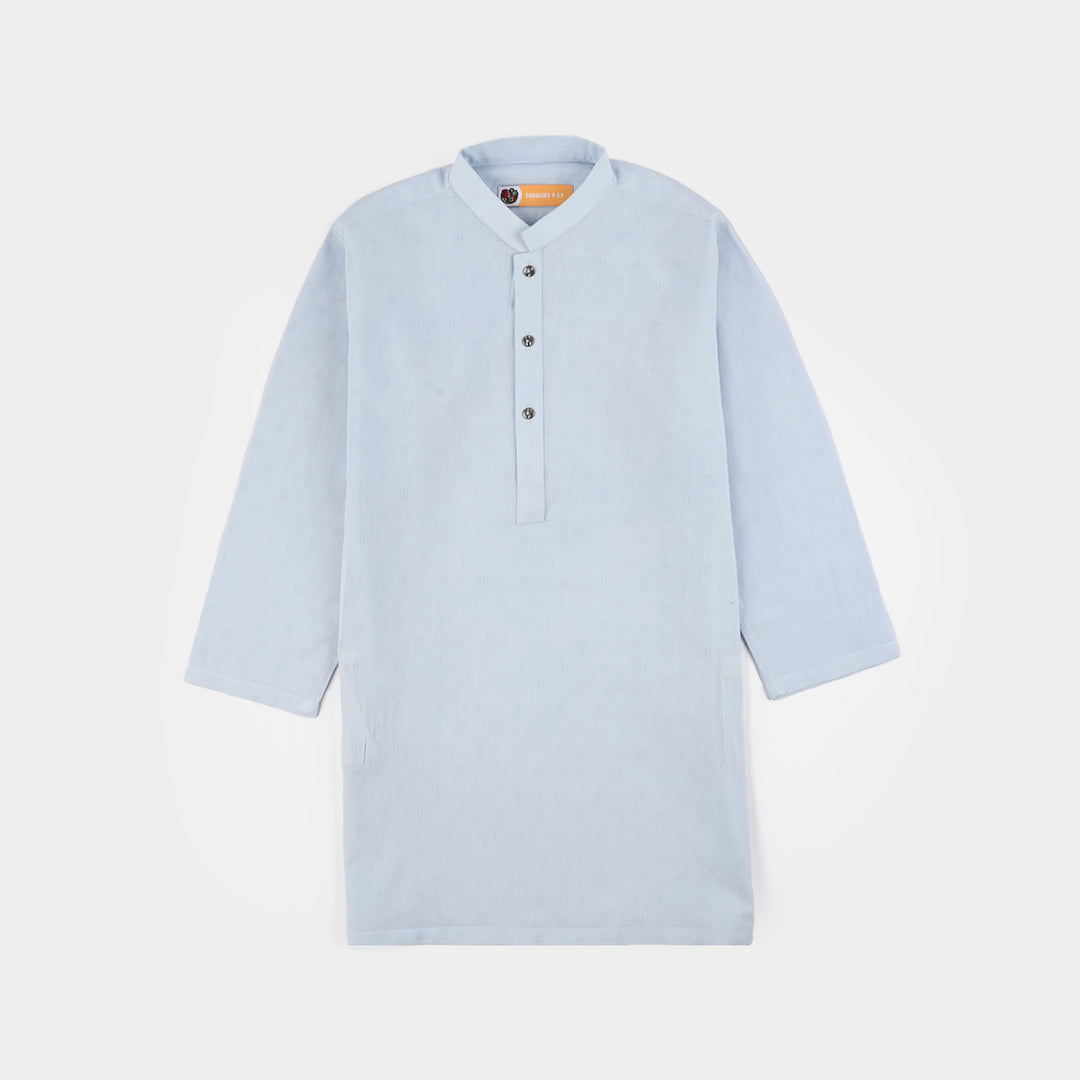 Boys Yarn Dyed Kurta (Basic Dobby) - Light Blue