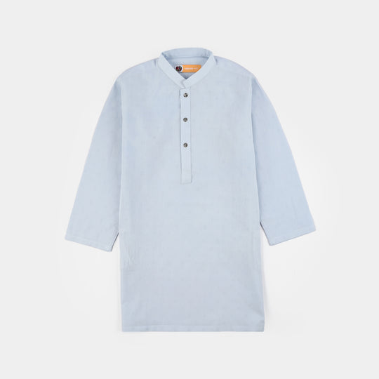 Boys Yarn Dyed Kurta (Basic Dobby) - Light Blue