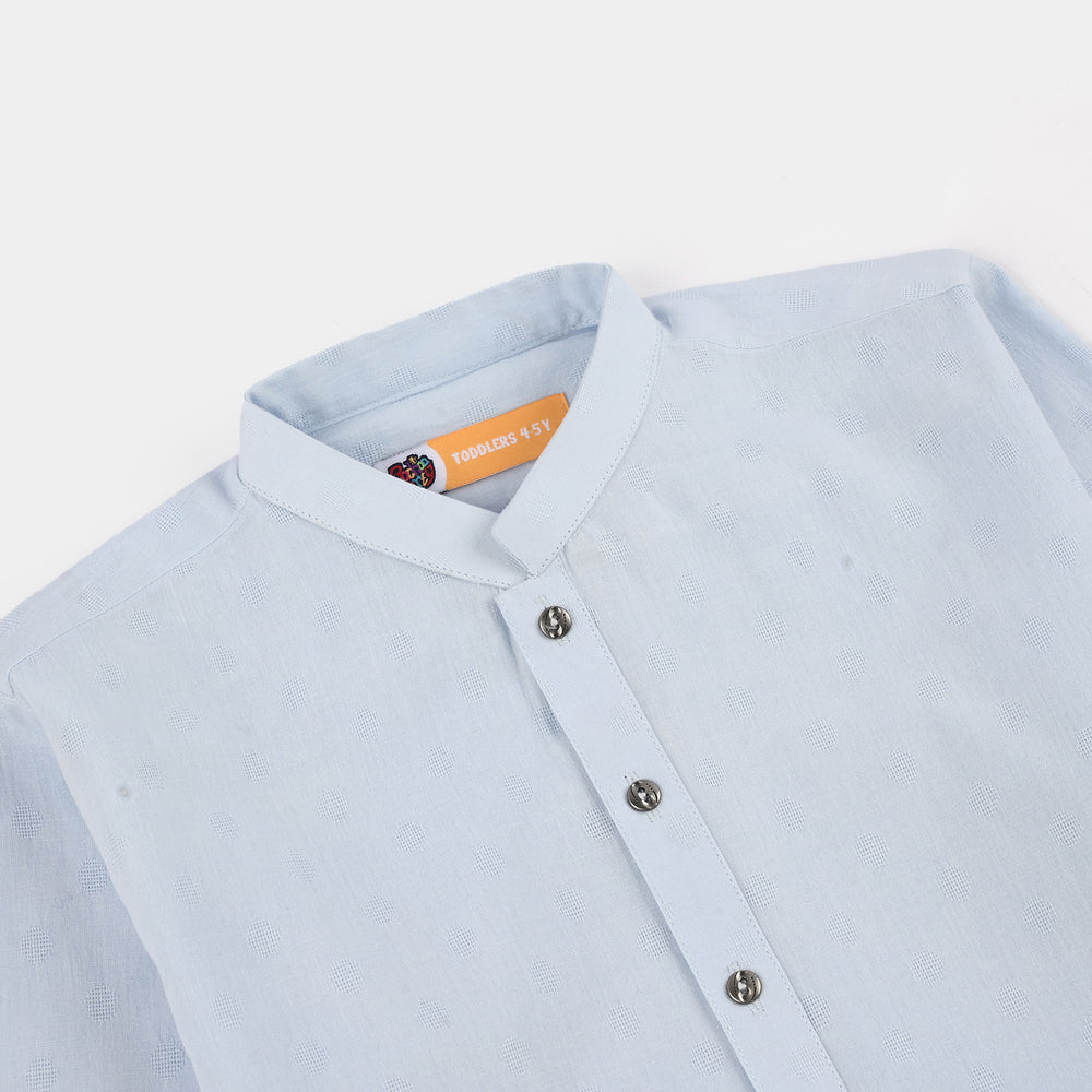 Boys Yarn Dyed Kurta (Basic Dobby) - Light Blue