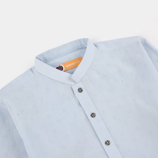 Boys Yarn Dyed Kurta (Basic Dobby) - Light Blue