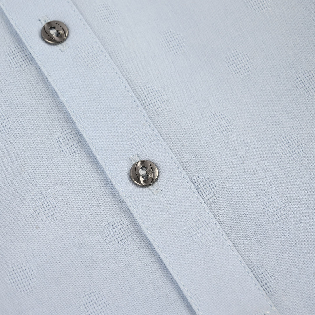 Boys Yarn Dyed Kurta (Basic Dobby) - Light Blue