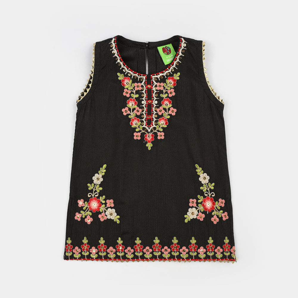 Infant Girls Jacquard 2Pcs Raat ki Rani-BLACK