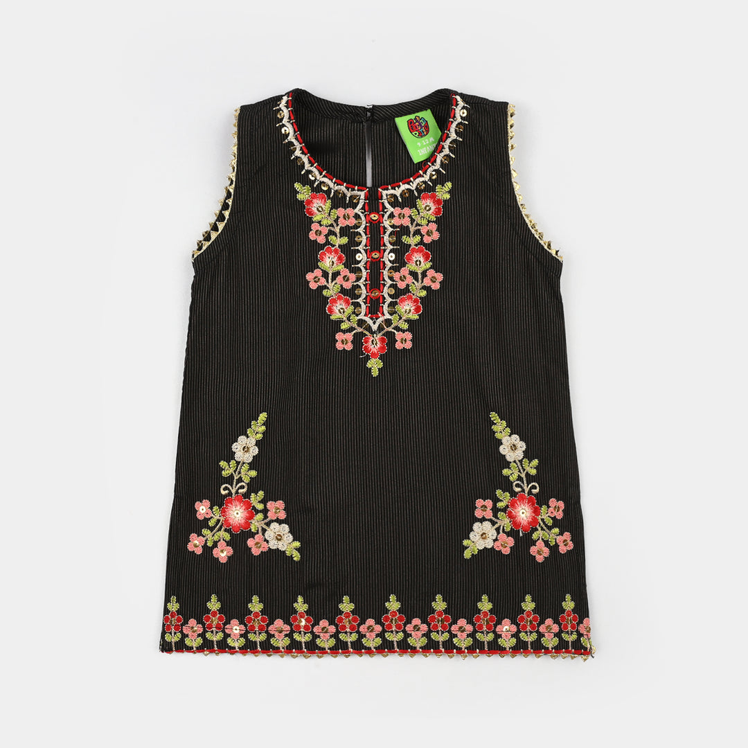 Infant Girls Jacquard 2Pcs Raat ki Rani-BLACK