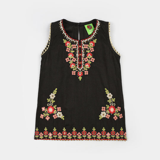 Infant Girls Jacquard 2Pcs Raat ki Rani-BLACK