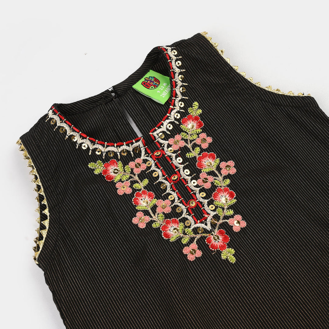 Infant Girls Jacquard 2Pcs Raat ki Rani-BLACK