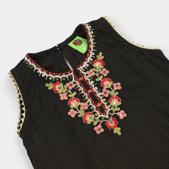 Infant Girls Jacquard 2Pcs Raat ki Rani-BLACK