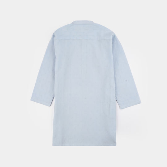 Boys Yarn Dyed Kurta (Basic Dobby) - Light Blue
