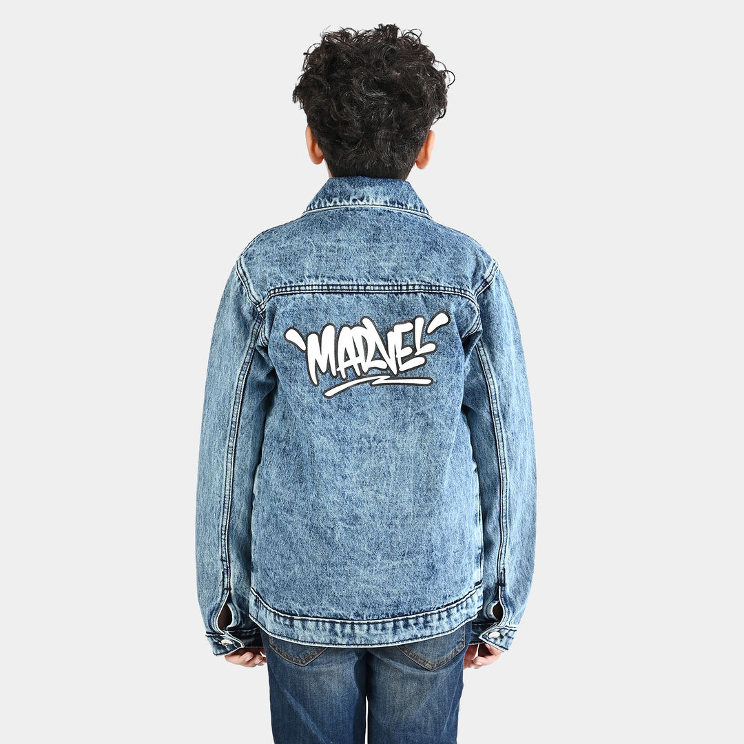 Boys Denim Stretch Jacket-Mid Blue
