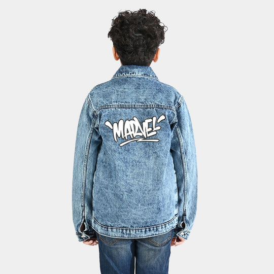Boys Denim Stretch Jacket-Mid Blue