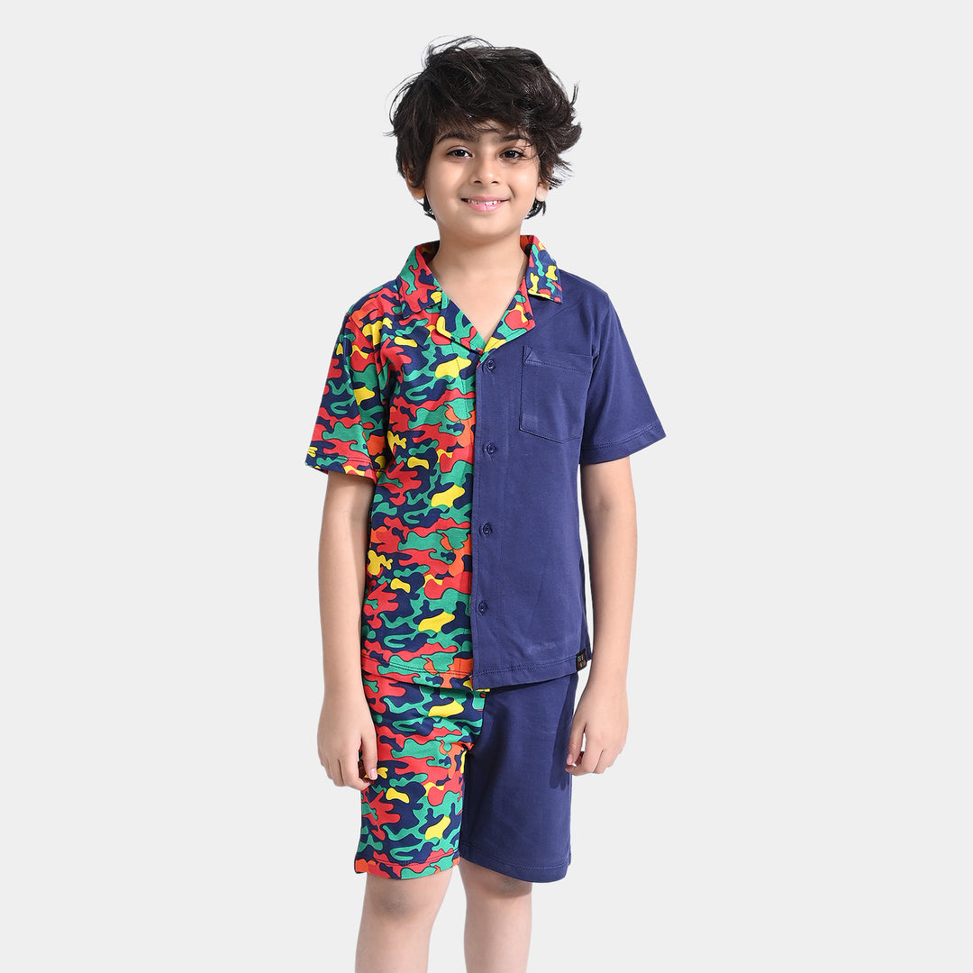 Boys Cotton Jersey 2-Piece Suit Commando-True Navy