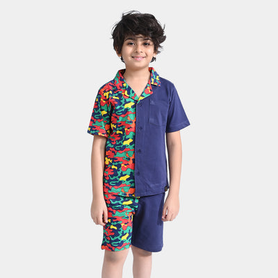 Boys Cotton Jersey 2-Piece Suit Commando-True Navy