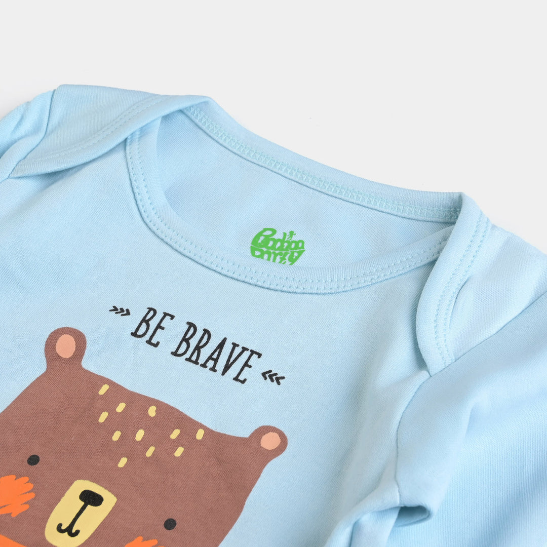 Infant Boys Knitted Romper Be Brave - Sky Blue