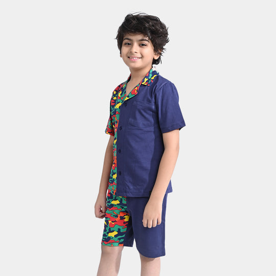 Boys Cotton Jersey 2-Piece Suit Commando-True Navy