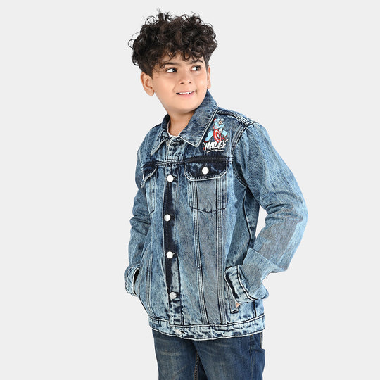 Boys Denim Stretch Jacket-Mid Blue
