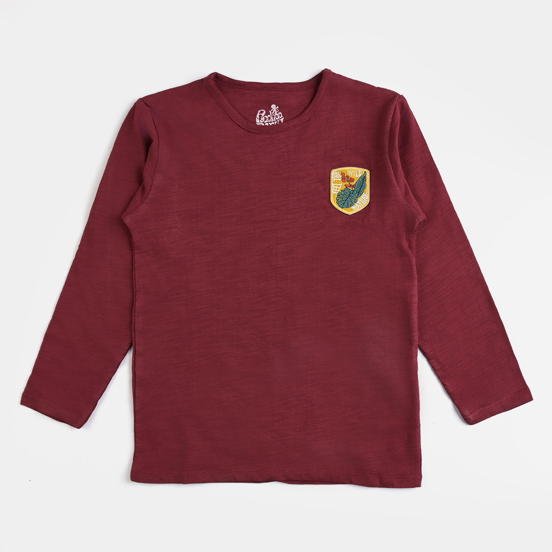 Girls Cotton T-Shirt Basic-MAROON