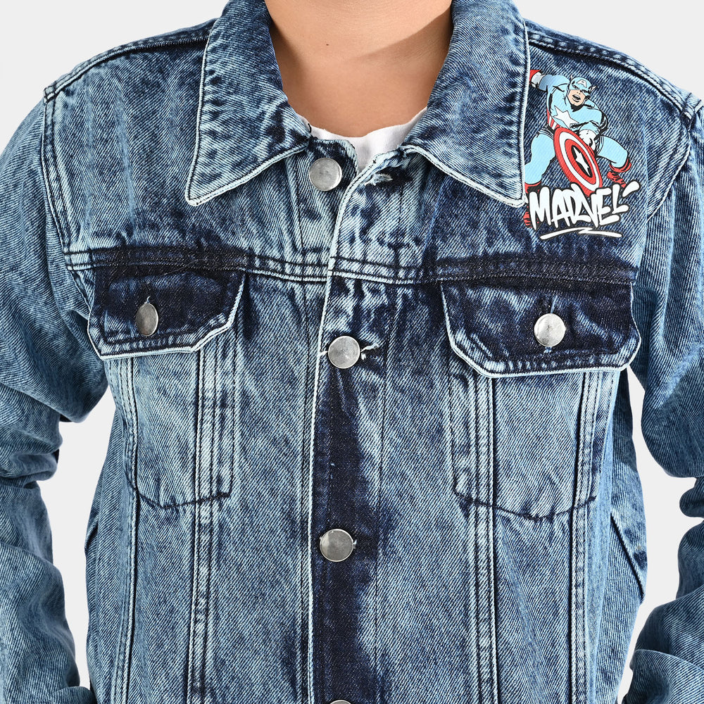 Boys Denim Stretch Jacket-Mid Blue
