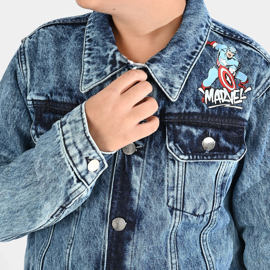 Boys Denim Stretch Jacket-Mid Blue