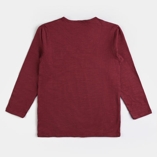 Girls Cotton T-Shirt Basic-MAROON