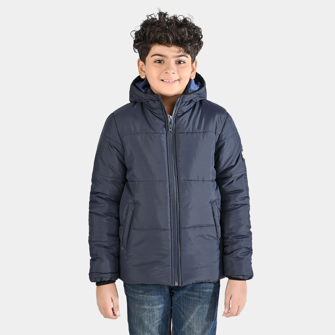 Boys Quilted Hooded Jacket F/S In Sports-NAVY