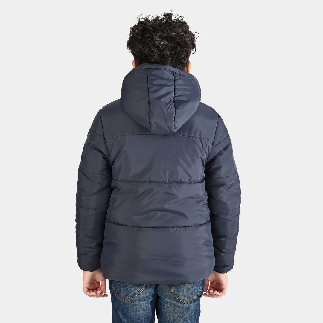 Boys Quilted Hooded Jacket F/S In Sports-NAVY