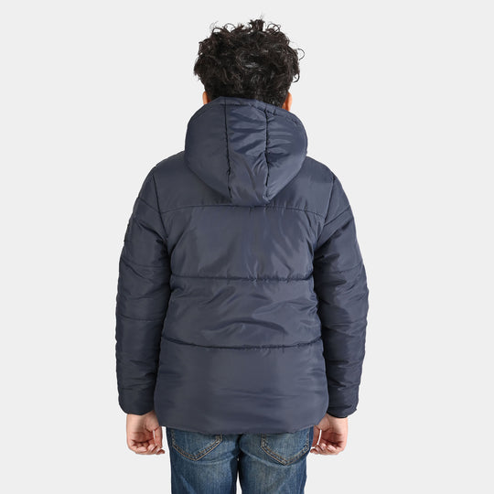 Boys Quilted Hooded Jacket F/S In Sports-NAVY