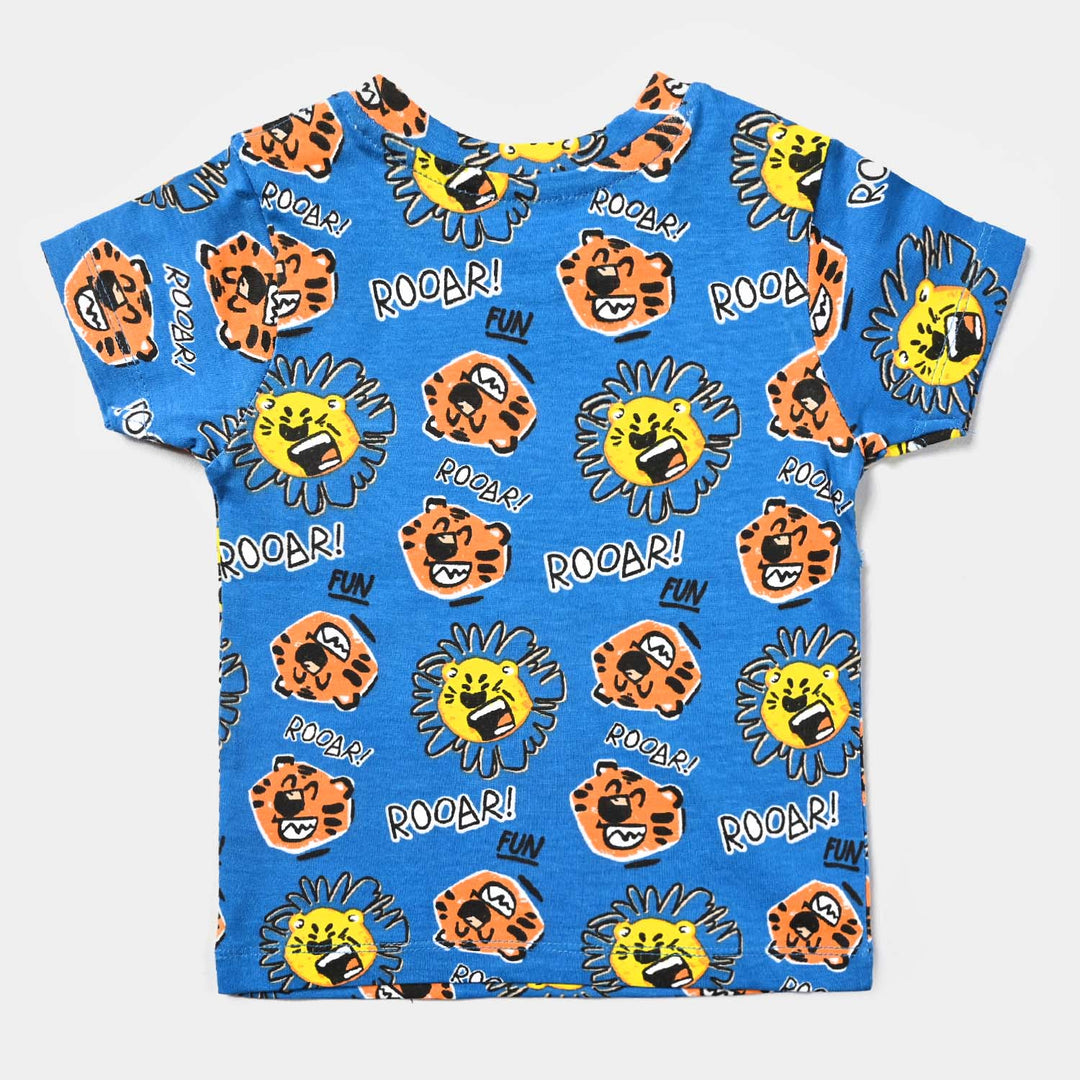 Infant Boys Cotton Jersey T-Shirt Lion Roar-True Navy