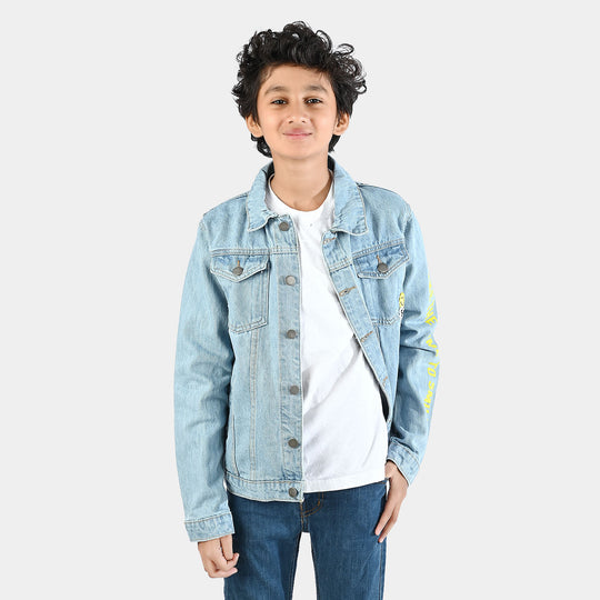 Boys Denim Stretch Jacket Smile-Light Blue