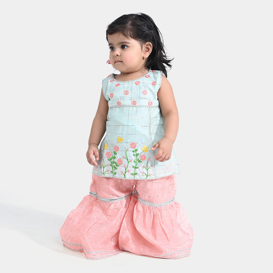 Infant Girls Organza 3PCs Suit Pretty Flower | Mint Green