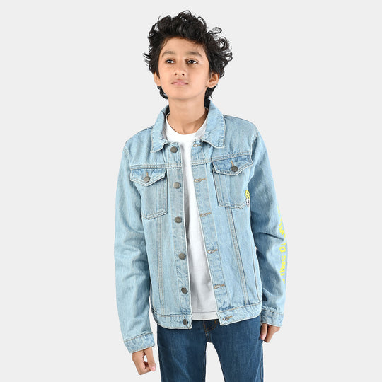 Boys Denim Stretch Jacket Smile-Light Blue