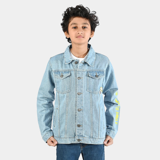 Boys Denim Stretch Jacket Smile-Light Blue