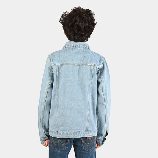 Boys Denim Stretch Jacket Smile-Light Blue