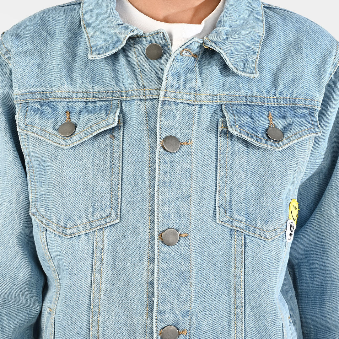 Boys Denim Stretch Jacket Smile-Light Blue