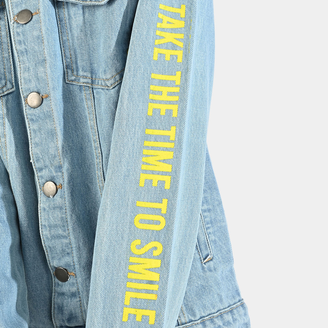 Boys Denim Stretch Jacket Smile-Light Blue